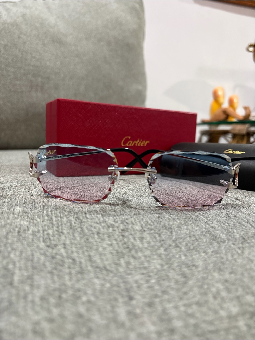 Cartier Gradient Blue-Pink Rimless Sunglasses - Picture 10 of 11